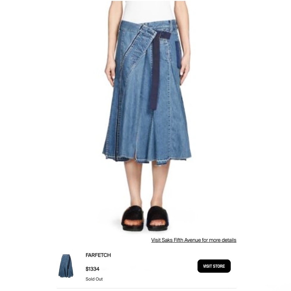 Sacai Denim Mermaid Skirt size L - Picture 4 of 12